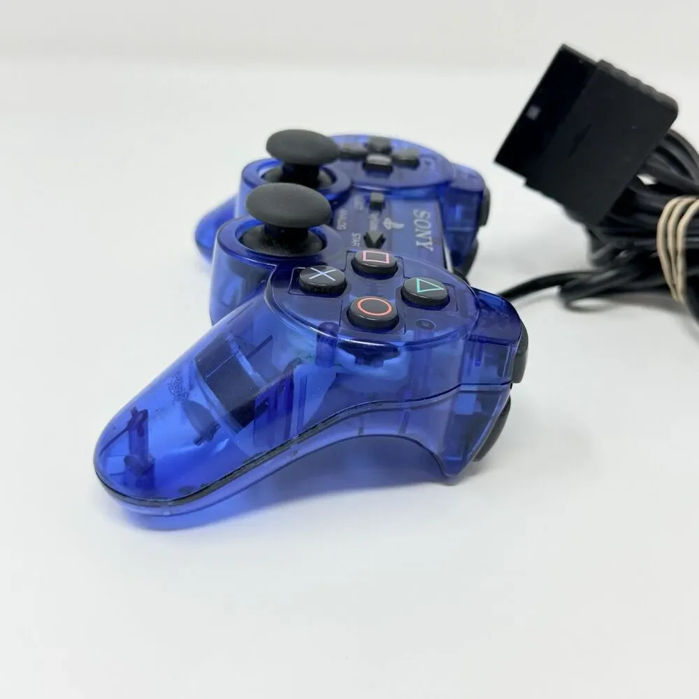 Sony SCPH-10010 PlayStation 2 PS2 DualShock 2 Clear Blue Controller Tested